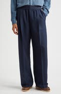 STOCKHOLM SURFBOARD CLUB Elaine Logo Jacquard Waist Pleated Wide Leg Pants