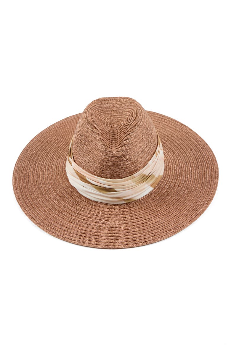 Emmanuelle Wide Brim Packable Fedora, Main, color, FAWN