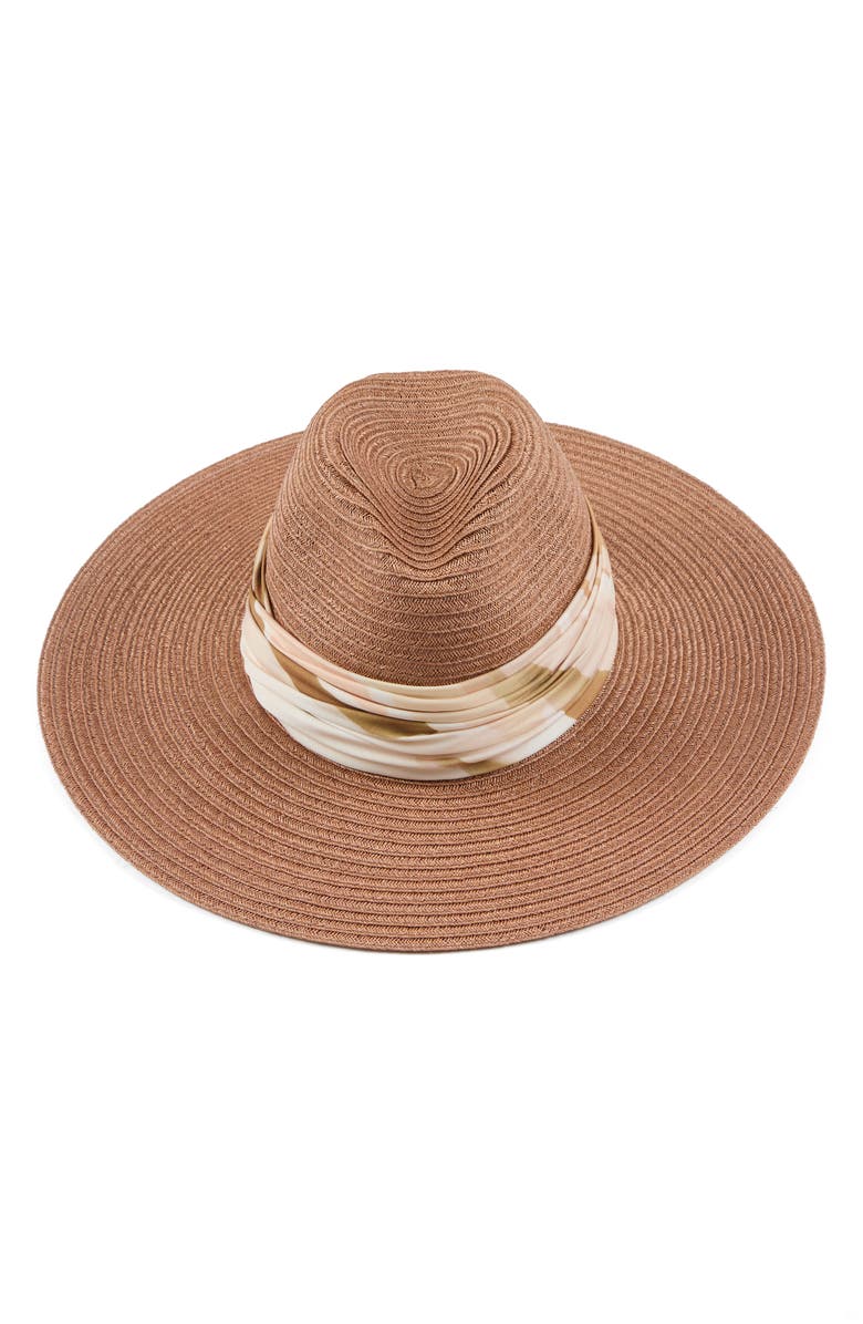 Eugenia Kim Emmanuelle Wide Brim Packable Fedora, Main, color, Fawn