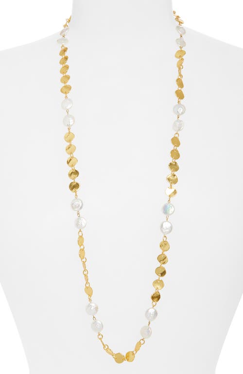 Karine Sultan Mini Coin & Pearl Station Necklace In Gold