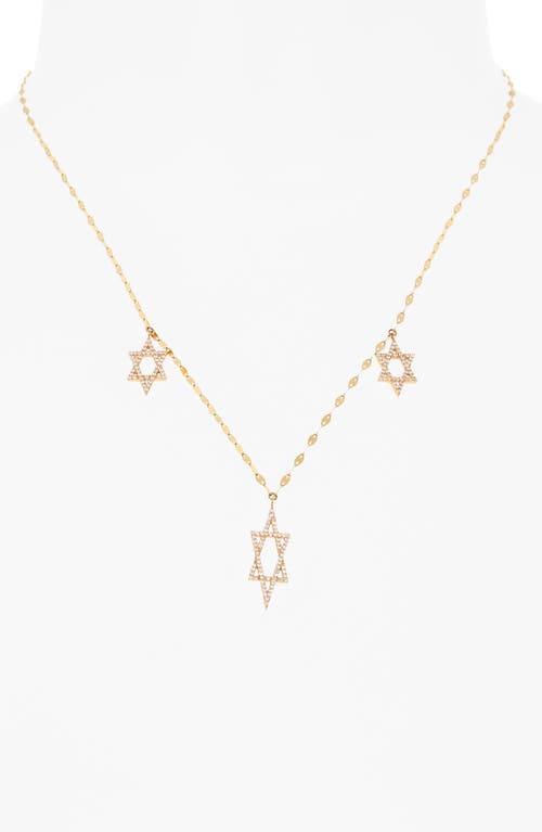 Lana 14k Gold Pavé Diamond Triple Star Of David Necklace In Gold