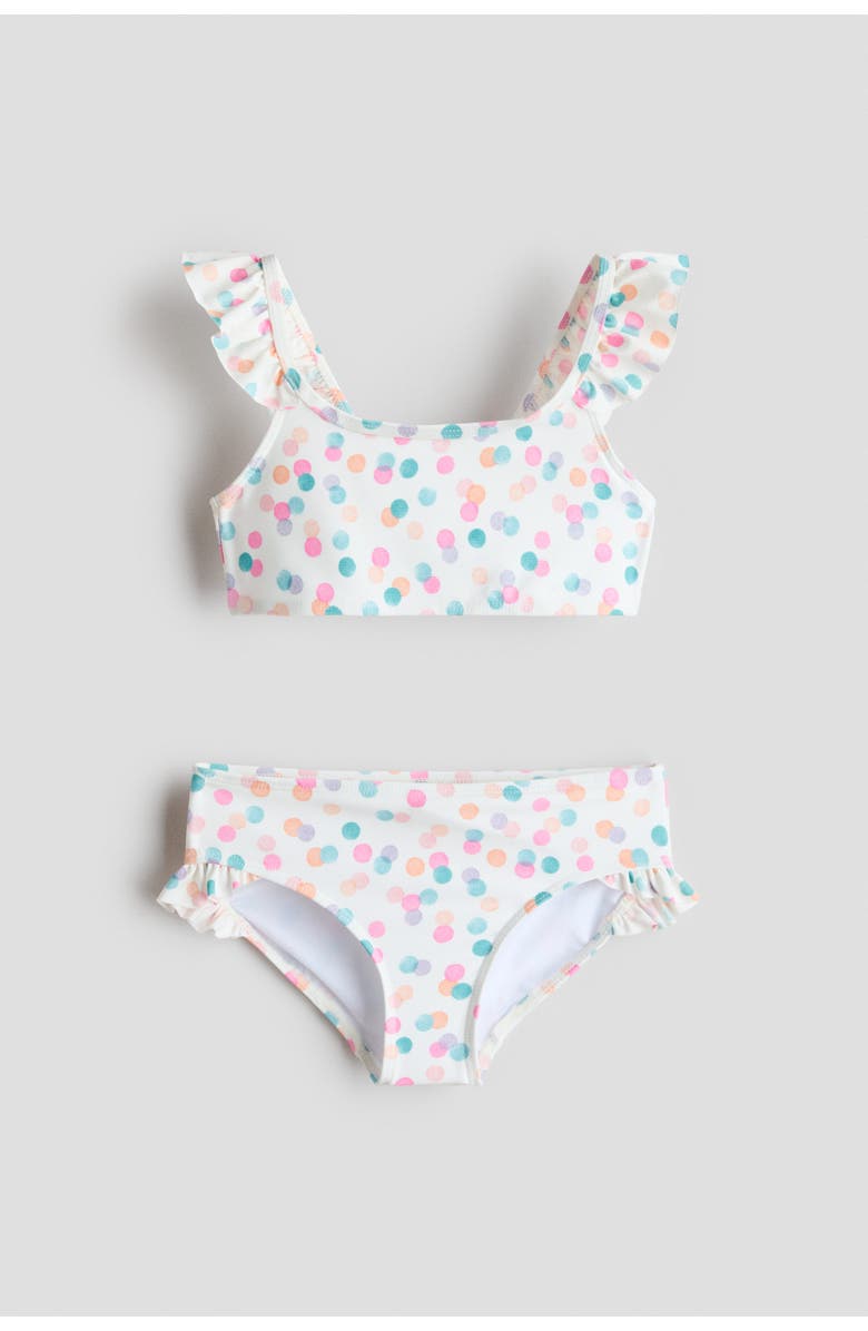 H&M Flounced Bikini, Main, color, White/Dotted