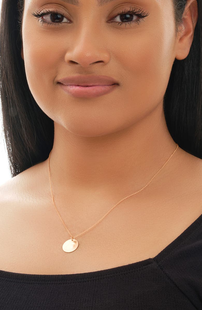 Sterling Forever 14K Yellow Gold Vermeil Hammered Pendant Necklace, Alternate, color, Rose Gold