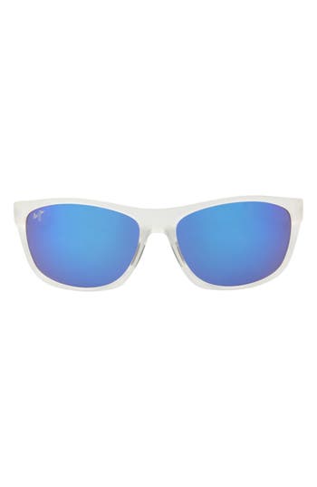 Maui Jim 62mm Polarized Rectangular Sunglasses In Blue