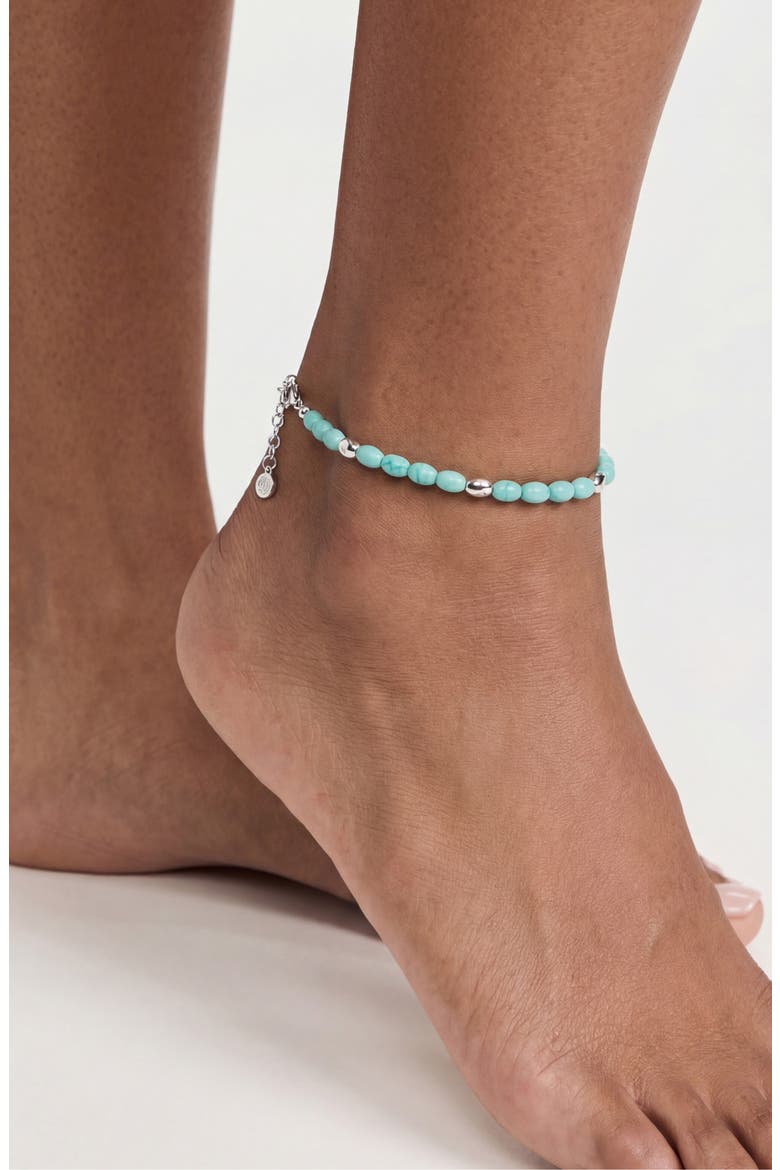 Freshwater Pearl Pebble Anklet, Alternate, color, TURQUOISE AND SILVER