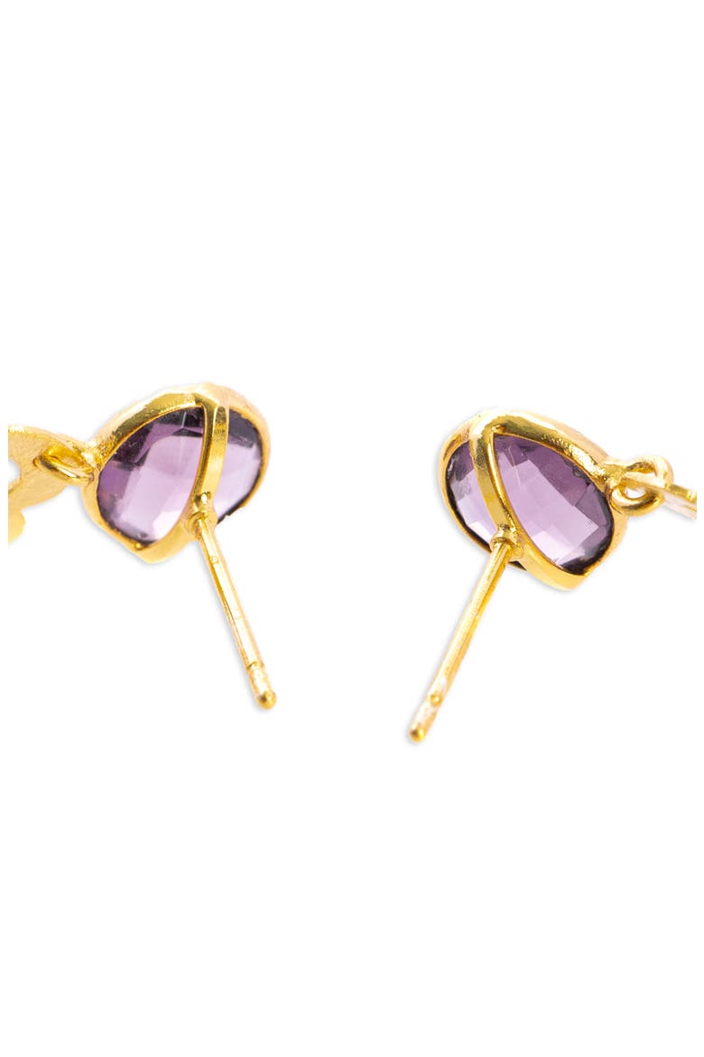 Quatrefoil Stone Earrings, Alternate, color, PURPLE