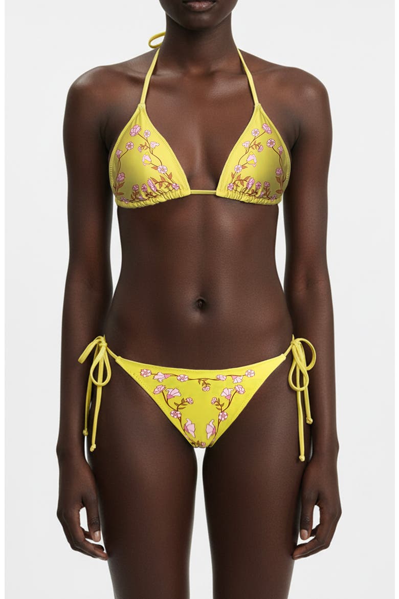 Yellow Garden Reversible Triangle Bikini Top, Main, color, Yellow