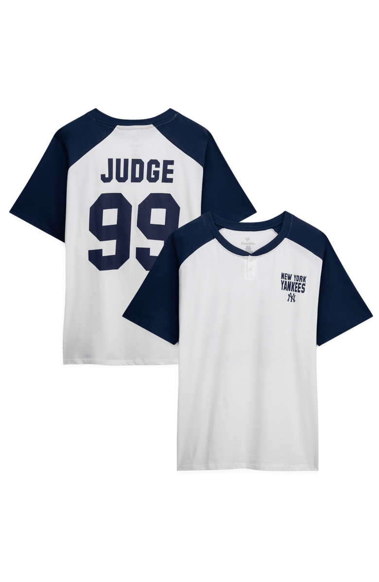PROFILE Women's Profile Aaron Judge White New York Yankees Plus Size Name & Number Raglan Henley T-Shirt, Main, color, White
