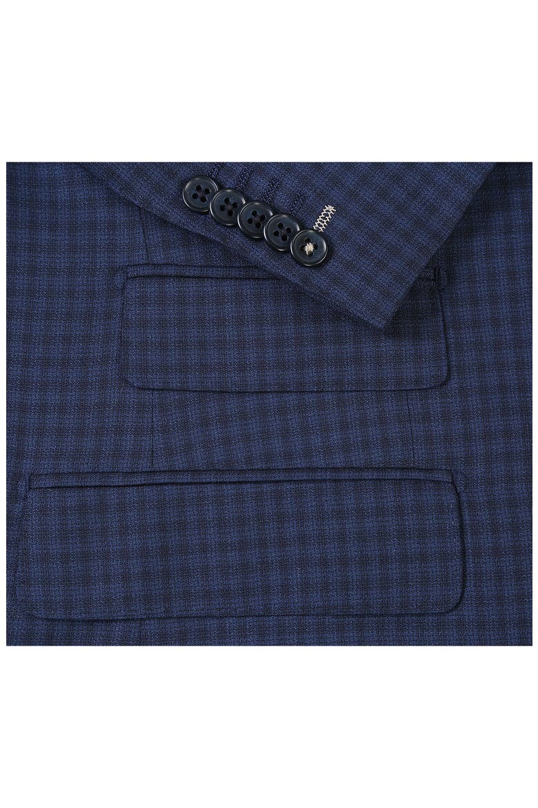 Plaid Trim Fit Wool Blend Two-Piece Suit, Alternate, color, NAVY