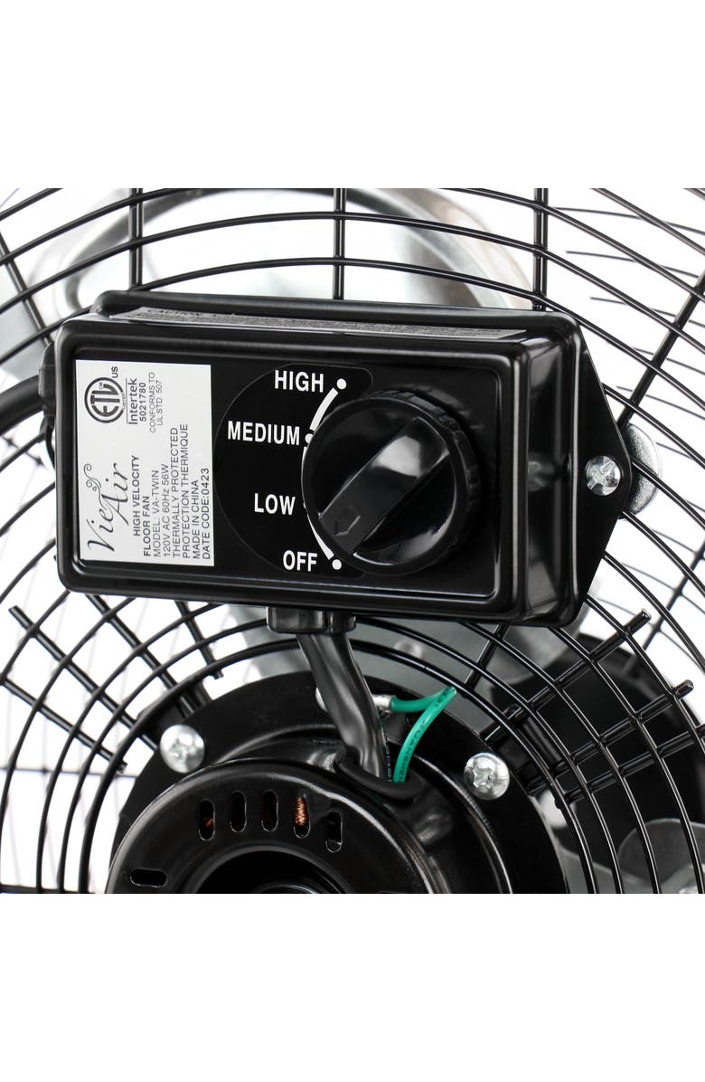 Vie Air 14in Twin Pack Industrial High Velocity Heavy Duty Metal Floor Fan with 3 Speed Settings, Alternate, color, Black