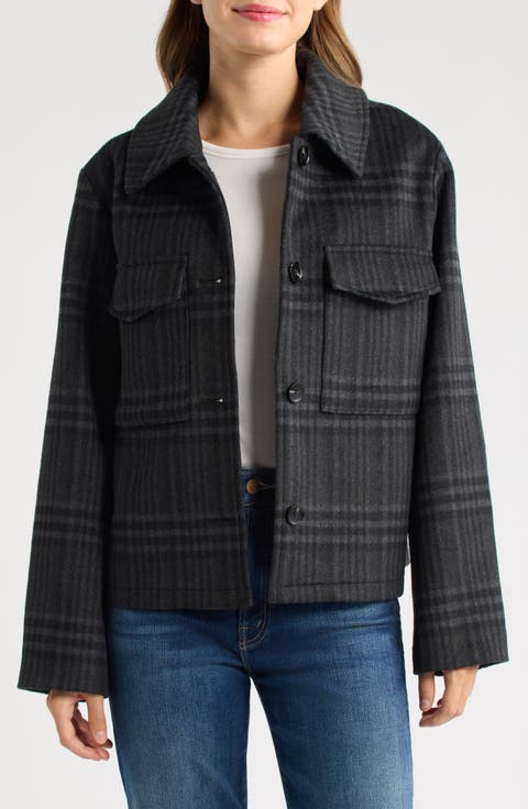 Plaid Button-Front Jacket