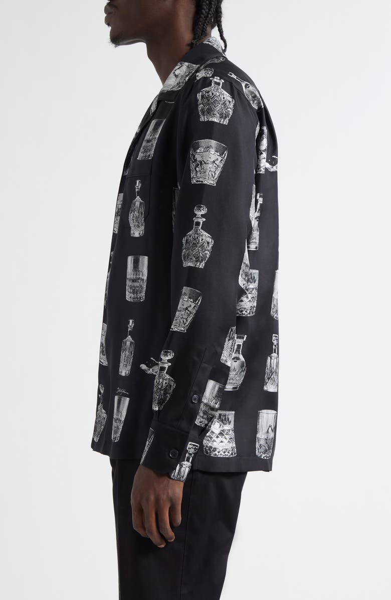 Dolce&Gabbana Liquor Print Silk Twill Camp Shirt, Alternate, color, Hn5ia Liquori Fdo Nero