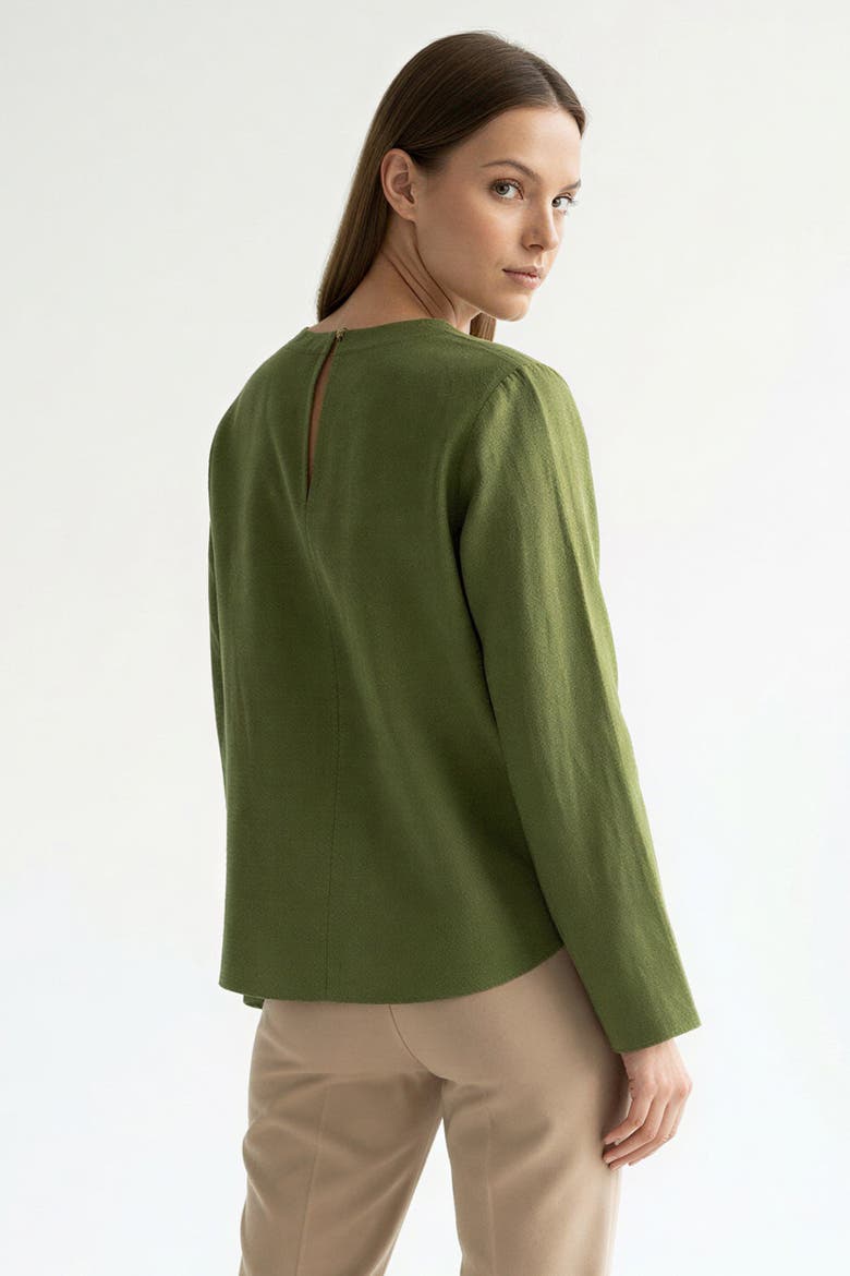 Fifine Long Sleeve Linen Blouse, Alternate, color, Khaki