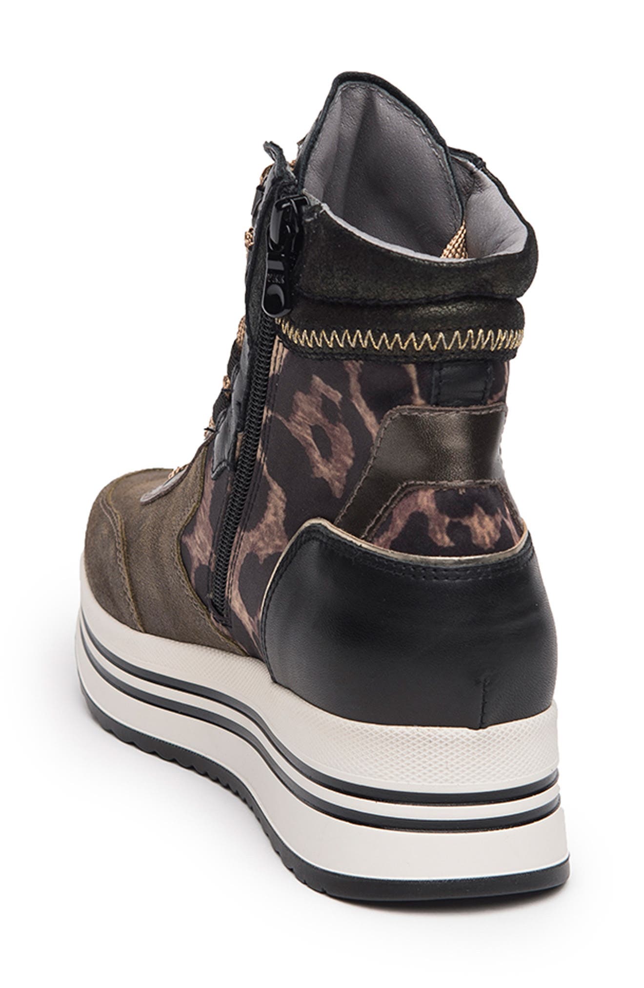 NeroGiardini Leopard Print Platform High Top Sneaker, Alternate, color, 