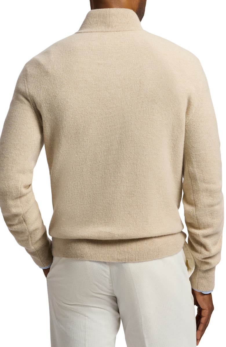 Ralph Lauren Purple Label Bird's Eye Cashmere Half Zip Sweater, Alternate, color, Champagne Melange
