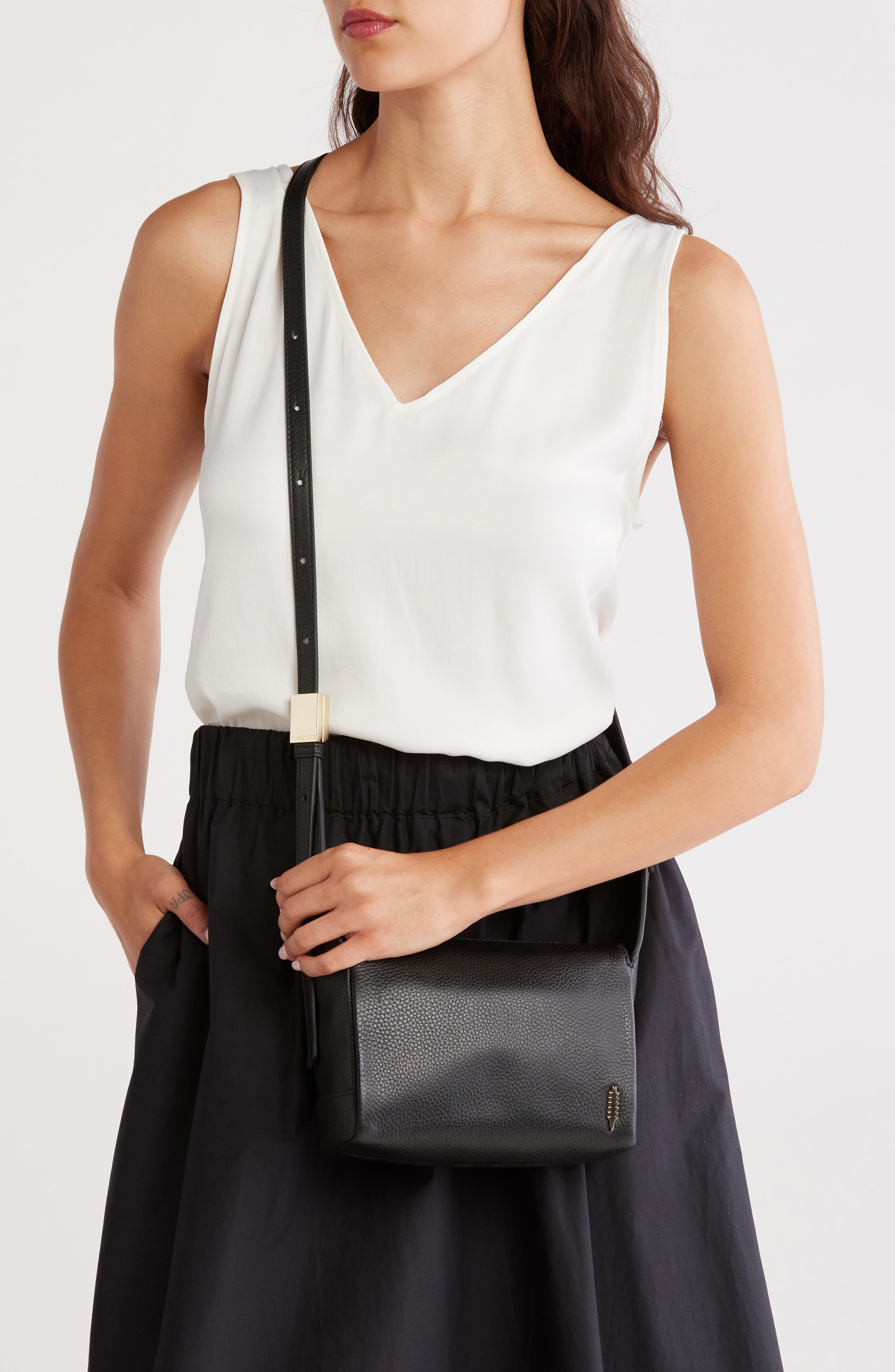 Thacker Ashley Leather Crossbody Bag, Alternate, color, Black