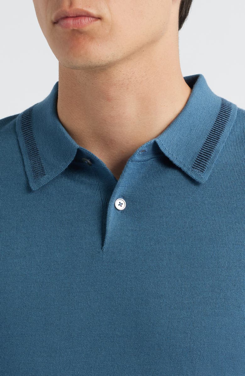 PS Paul Smith Long Sleeve Tipped Wool Polo Sweater, Alternate, color, Petrol Blue