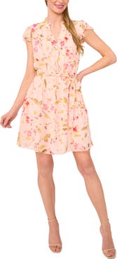 CeCe Floral Flutter Sleeve Dress