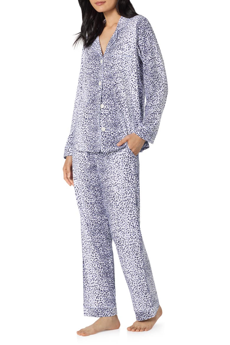 Print Stretch Organic Cotton Pajamas, Alternate, color, SEA KITTEN