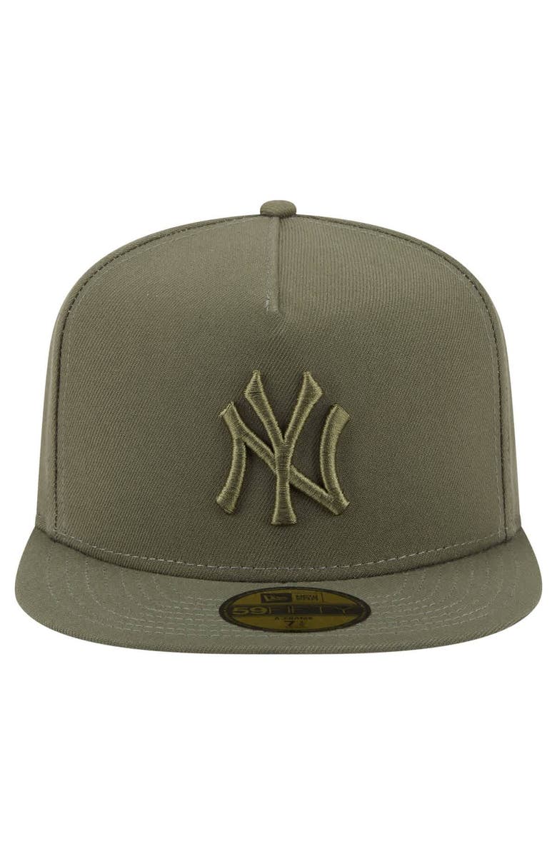 New Era Men's New Era Olive New York Yankees Color Pack A-Frame 59FIFTY Fitted Hat, Alternate, color,