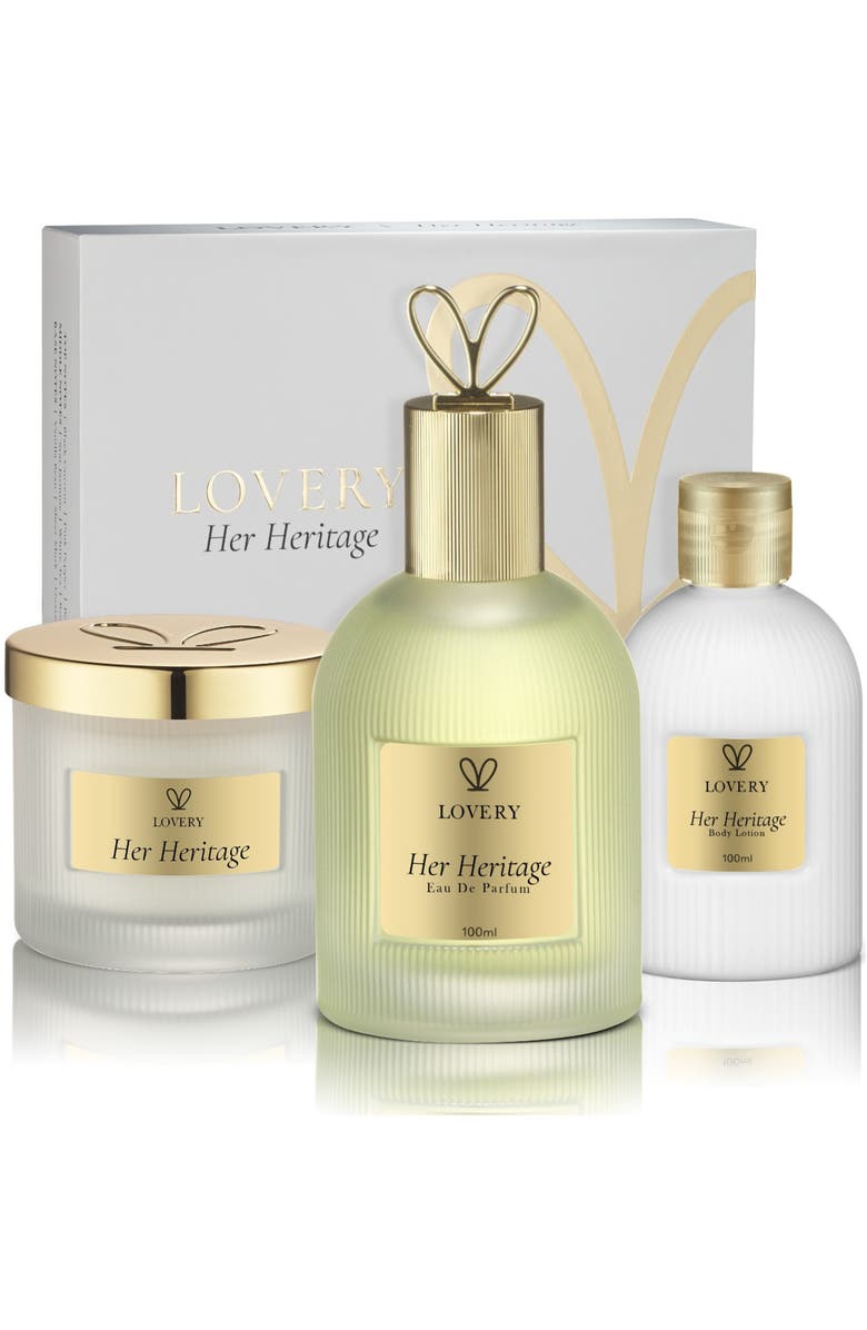 Lovery Her Heritage 3-Piece Fragrance Gift Set - Eau de Parfum, Body Lotion
Candle, Main, color, Gold