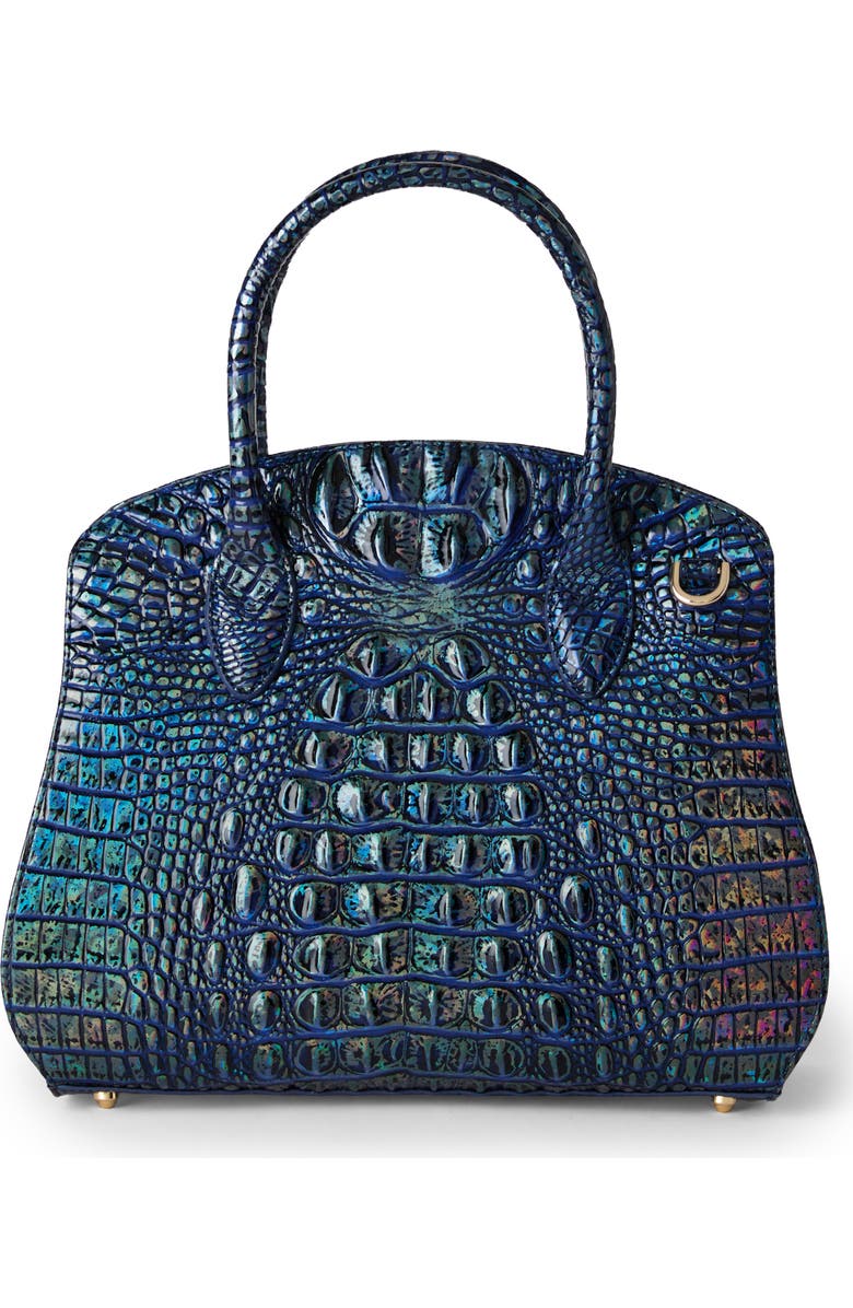 Brahmin Rosetta Croc Embossed Leather Satchel, Alternate, color, Royal Blue Melbourne