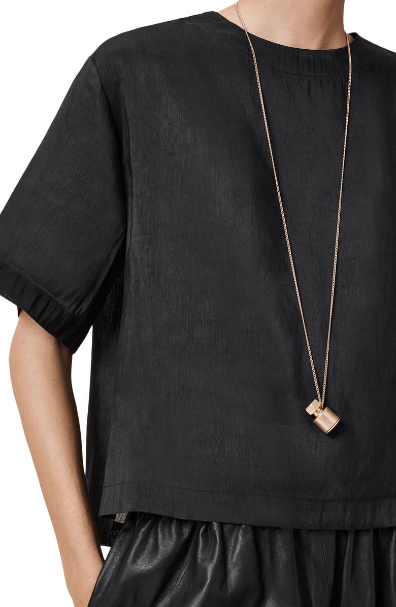 AllSaints Lottie Linen & Silk Crop T-Shirt, Alternate, color, 