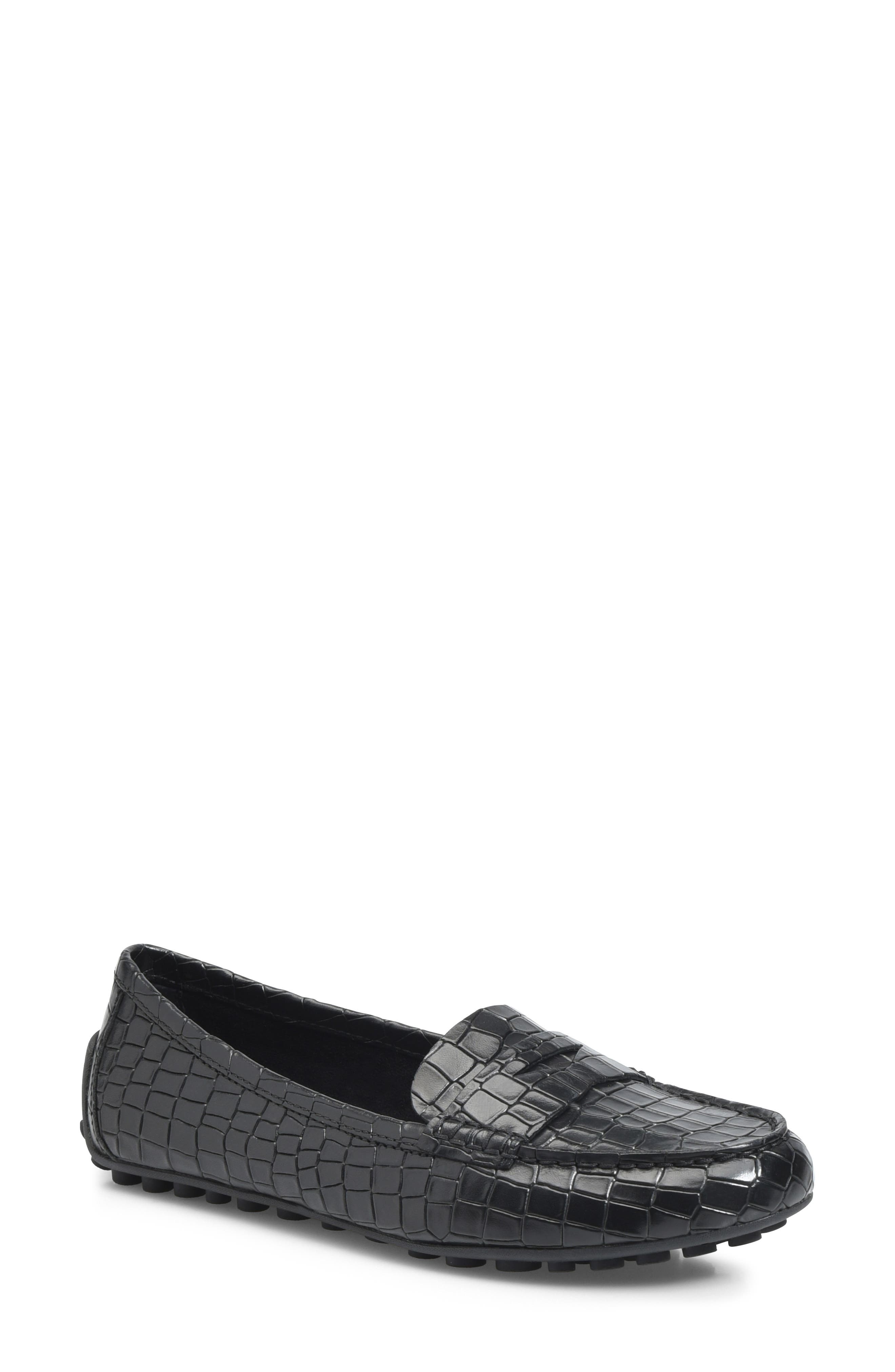 Malena Driving Loafer, Main, color, BLACK EMBOSSED LEATHER