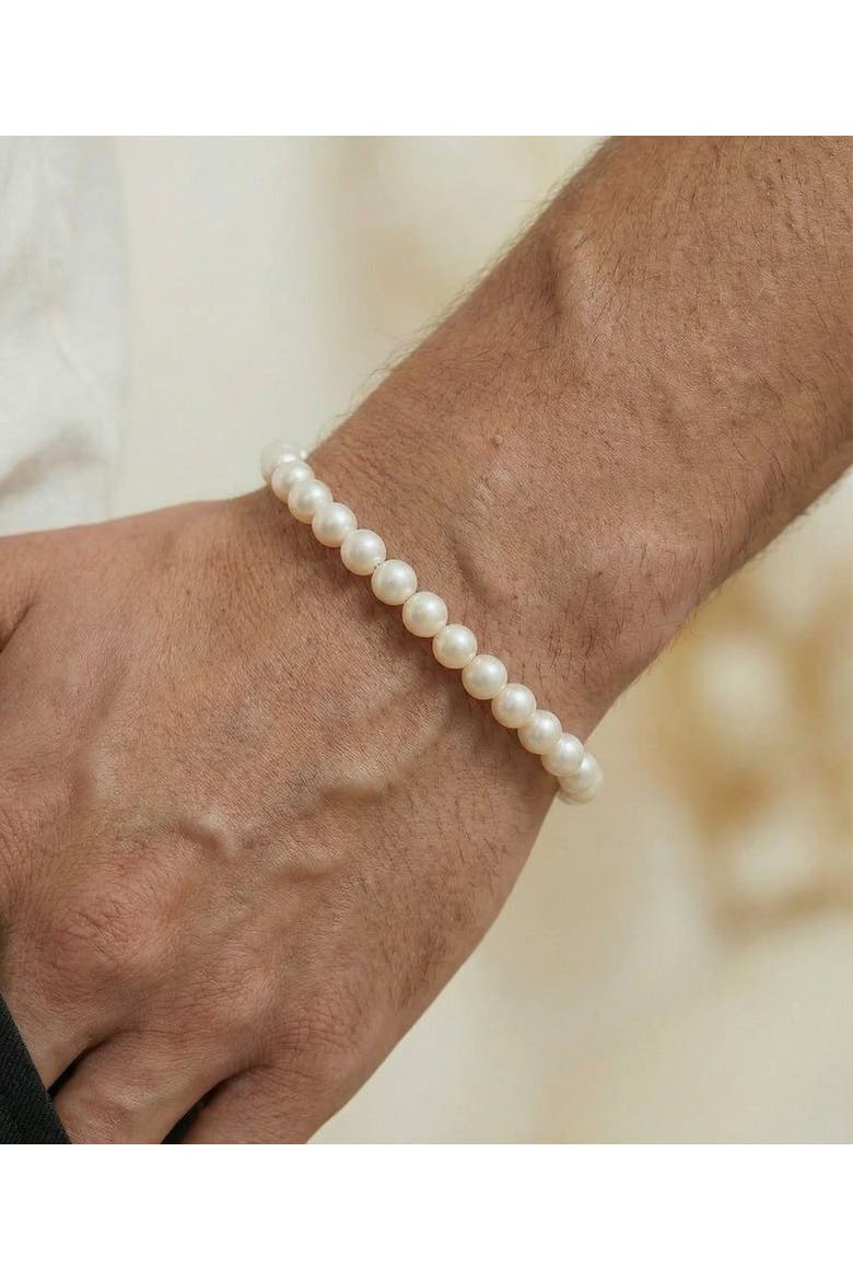 7.5-8.5mm White Freshwater Pearl Adjustable Bracelet for Men, Alternate, color, White Pearls