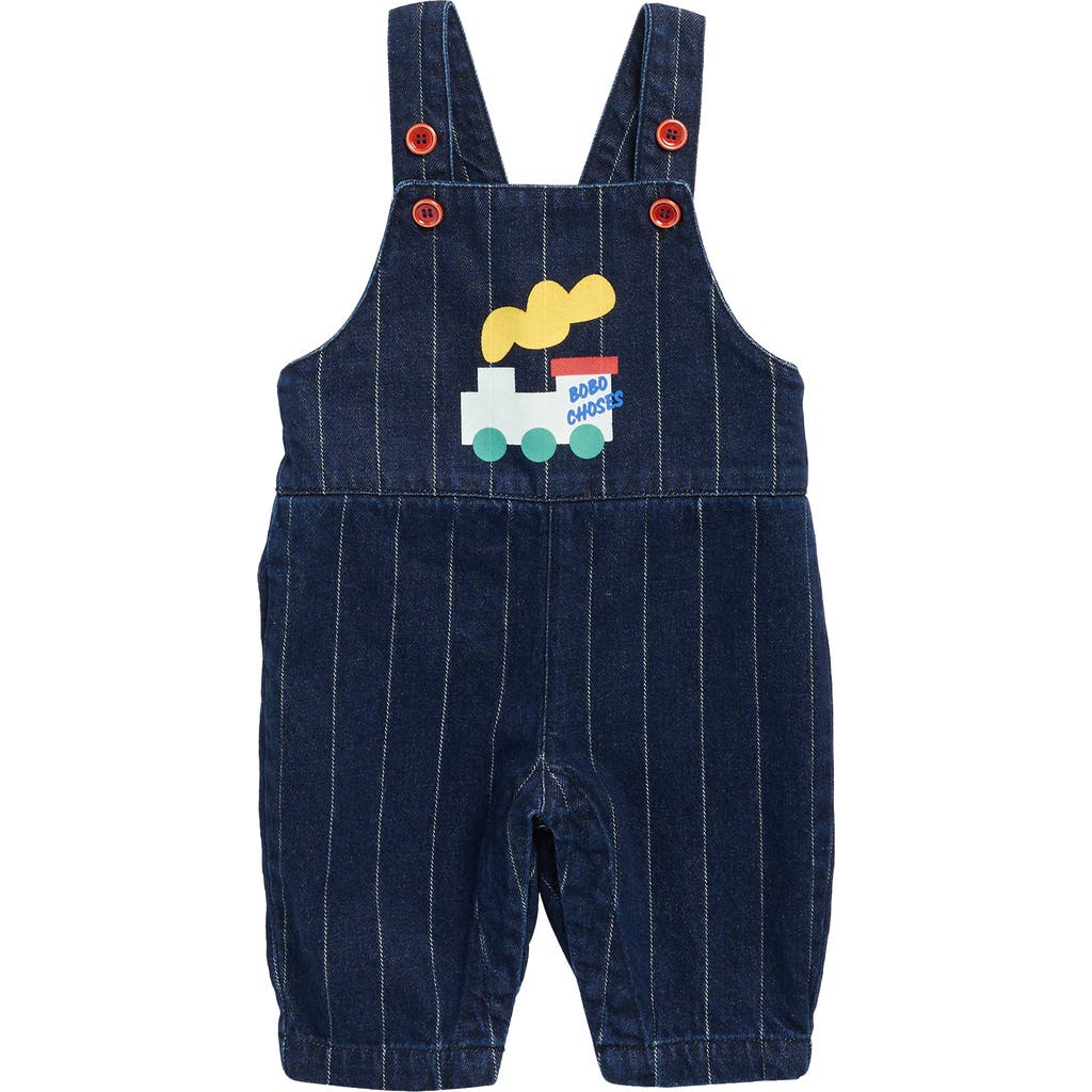 Bobo Choses Choo Choo Organic Cotton Denim Overalls in Midnight Blue  product