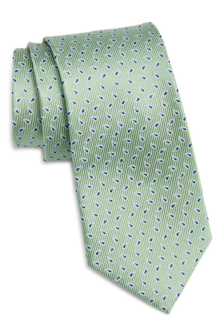 Paisley Silk Tie, Main, color, GREEN