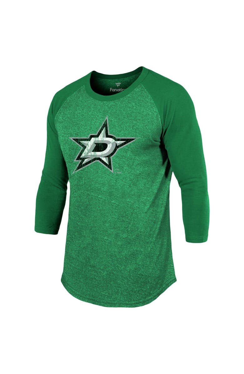 FANATICS Men's Fanatics Branded Tyler Seguin Kelly Green Dallas Stars Name & Number Tri-Blend Raglan 3/4-Sleeve T-Shirt, Alternate, color, 