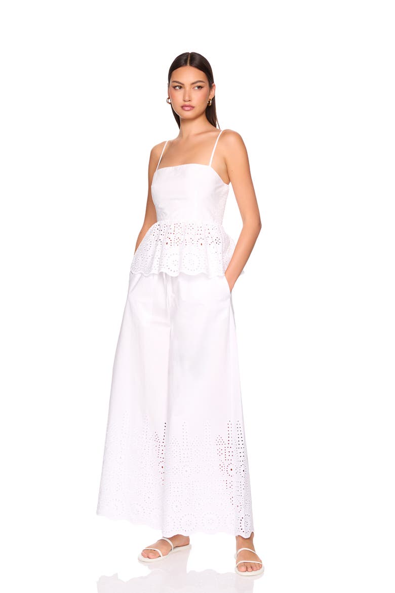 Embroidered Eyelet Cotton Camisole, Alternate, color, SUGAR