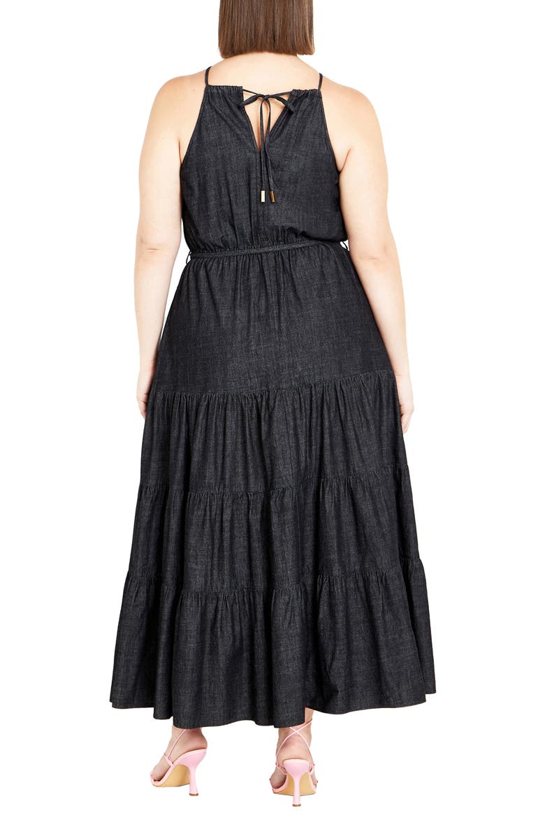 City Chic Hamptons Tie Waist Tiered Maxi Dress, Alternate, color, 