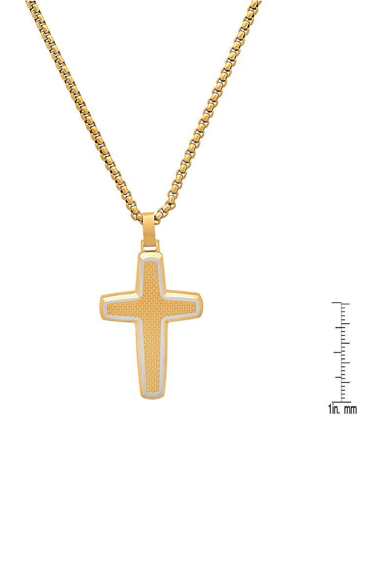 Men's Two-Tone Cross Pendant Necklace, Alternate, color, GOLD
