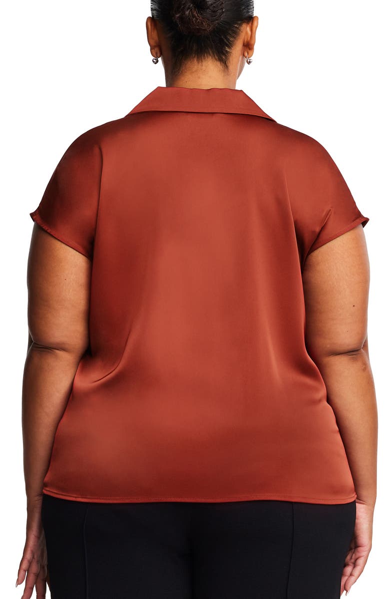 Estelle Amber Satin Button-Up Blouse, Alternate, color, Rust