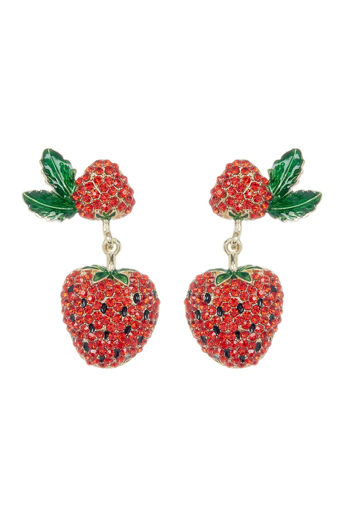 EYE CANDY LOS ANGELES Strawberry Summer Pave Crystal Drop Earrings