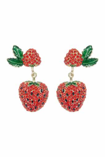 EYE CANDY LOS ANGELES Strawberry Summer Pave Crystal Drop Earrings