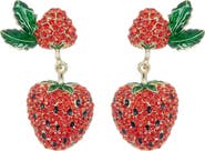 EYE CANDY LOS ANGELES Strawberry Summer Pave Crystal Drop Earrings