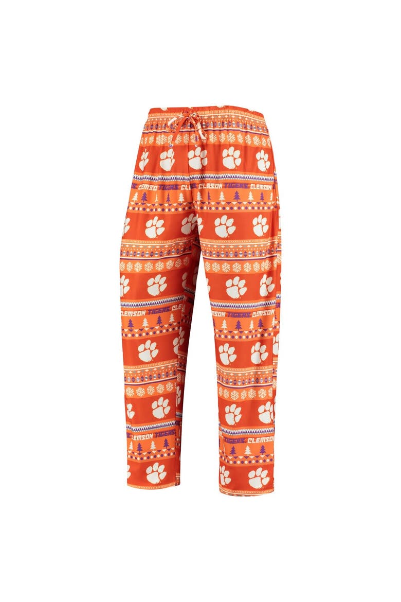 Men's Concepts Sport Orange Clemson Tigers Ugly Sweater Knit Long Sleeve Top and Pant Set, Alternate, color, Orange