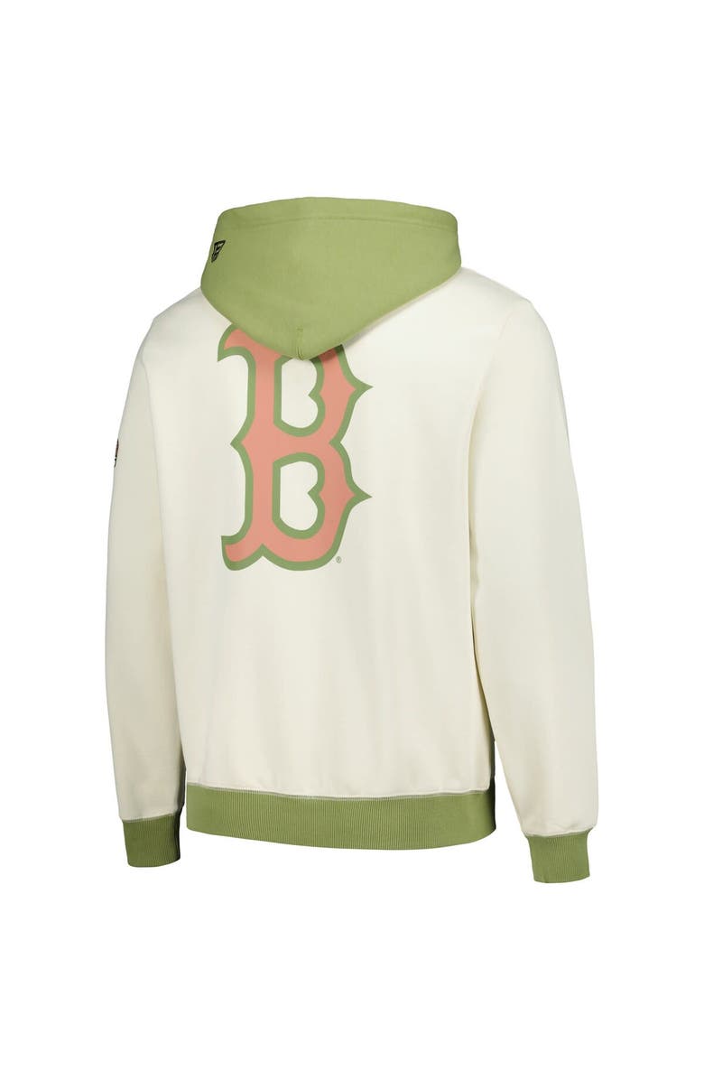 New Era Men's New Era Cream/Green Boston Red Sox Color Pop Pullover Hoodie, Alternate, color, 