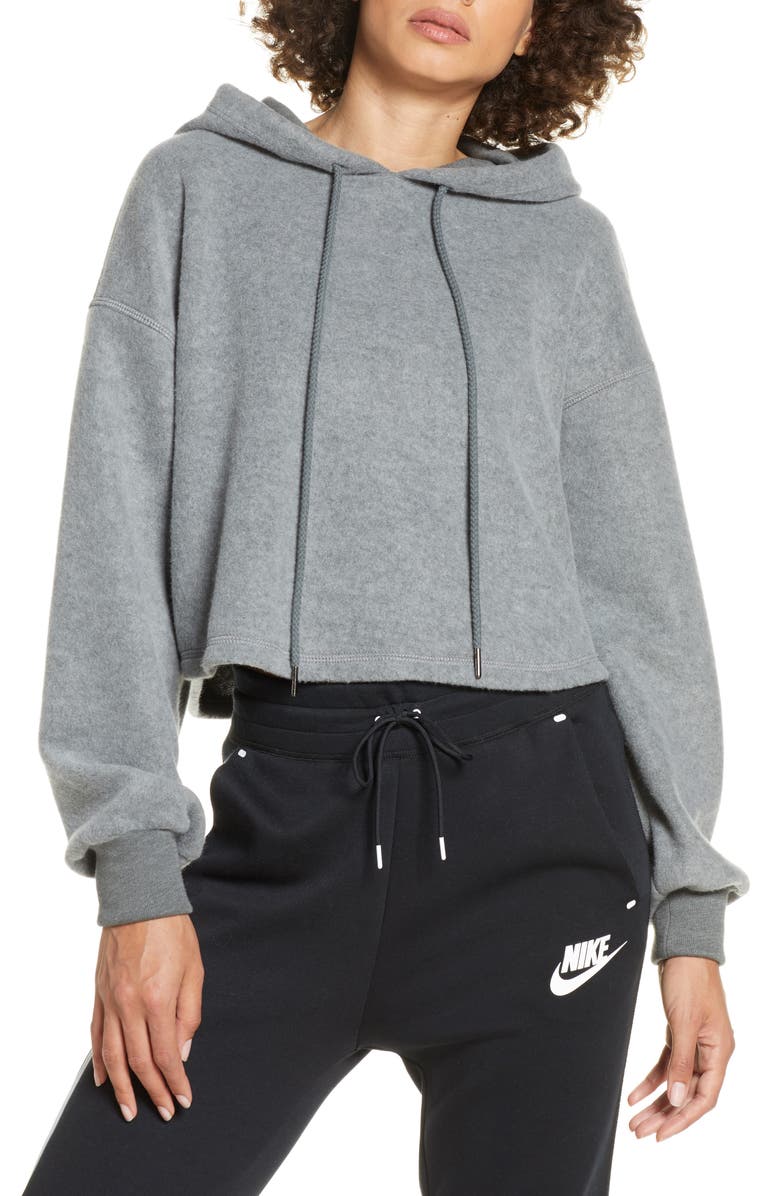 Zella Plush Crop Hoodie, Main, color, 