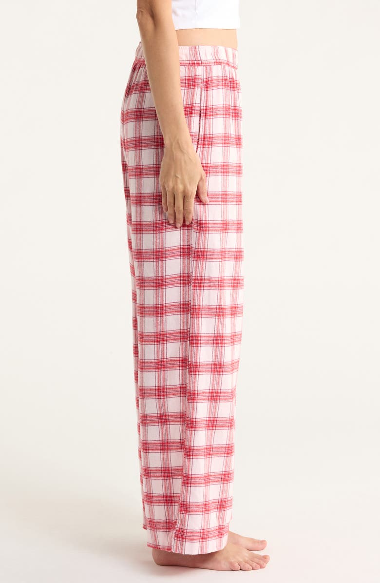 Open Edit Flannel Boxer Pajama Pants, Alternate, color, Pink- Red Gifting Plaid
