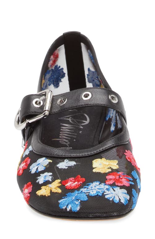 3.1 Phillip Lim Flowerworks Mesh Mary Jane Flat In Black Multi