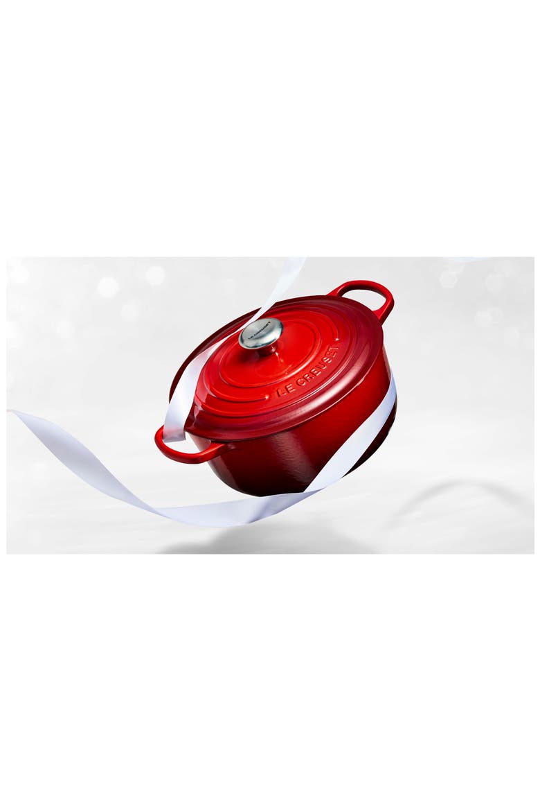 Signature 5.5-Quart Round Enamel Cast Iron French/Dutch Oven, Alternate, color, CERISE
