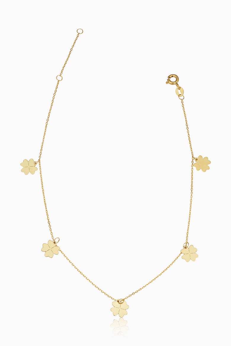 14K Yellow Gold Lucky You Anklet, Main, color, Yellow Gold