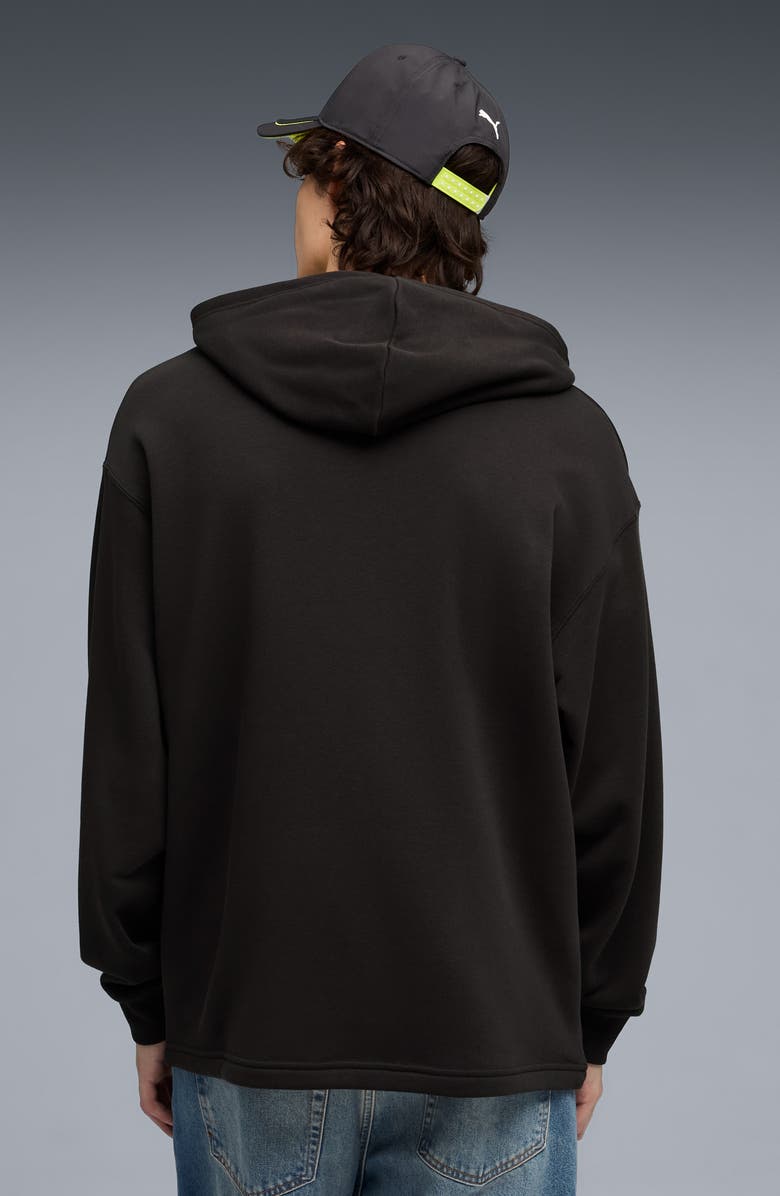 PUMA AMF1 Relaxed Fit Logo Graphic Hoodie, Alternate, color, Puma Black