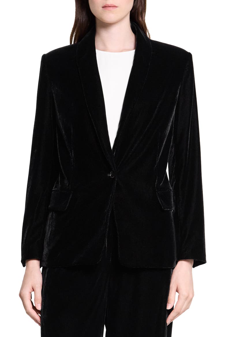 Shawl Collar Velvet Blazer, Main, color, BLACK - 001