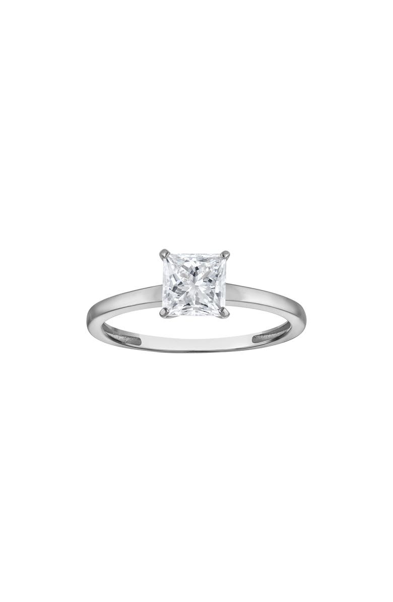 FZN 10k Gold Lab Grown Diamond Princess Cut Solitaire Ring, Main, color, White