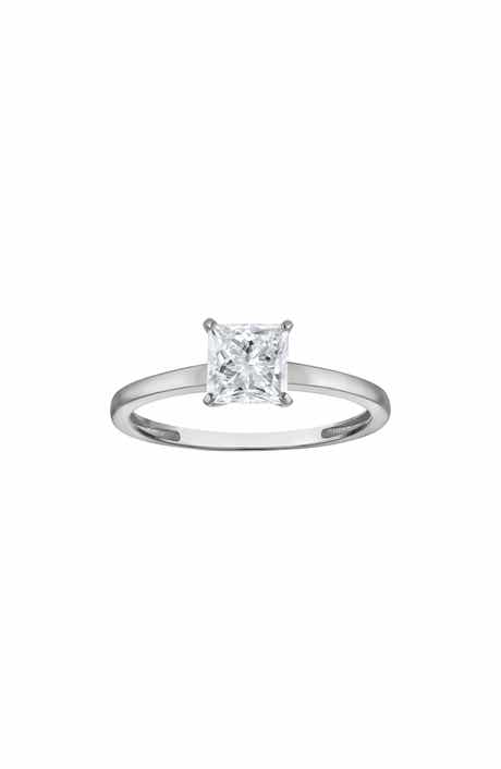 FZN 10k Gold Lab Grown Diamond Princess Cut Solitaire Ring